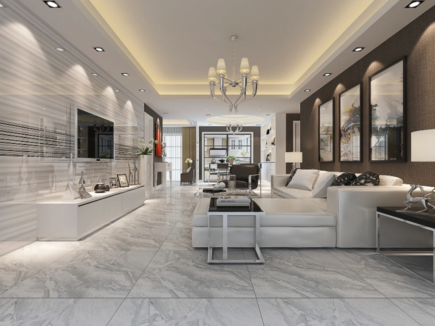 Xu hướng ứng dụng đá marble cho phòng khách 