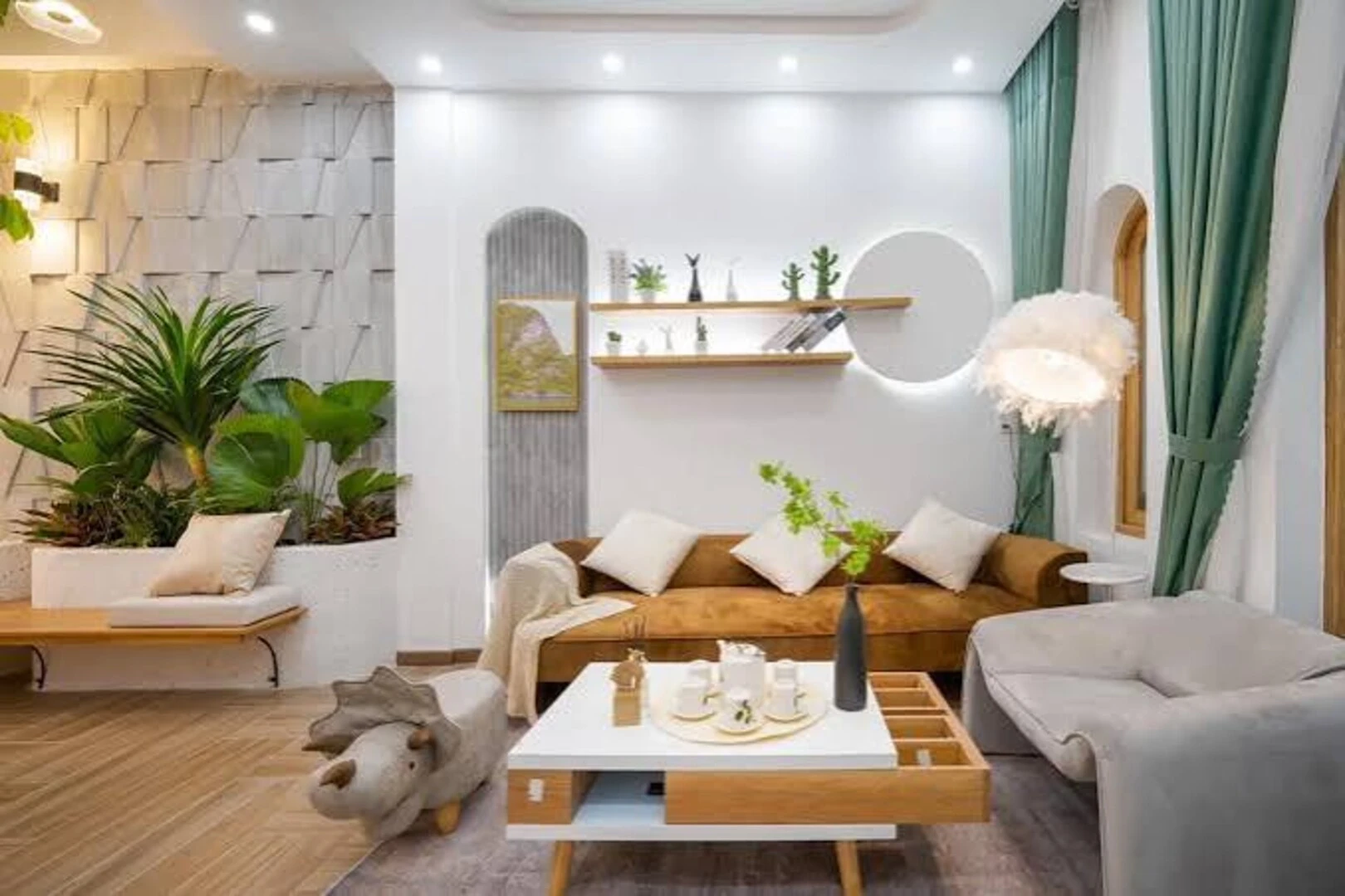 Mẫu phòng khách hiện đại nhà cấp 4