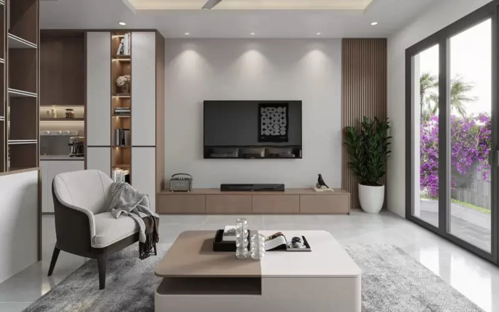 Mẫu phòng khách hiện đại trên 25m²
