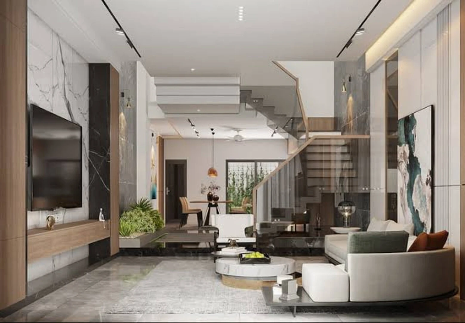 Phòng khách hiện đại cho nhà phố