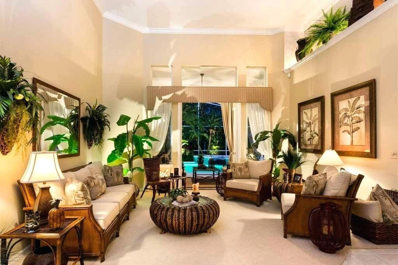 Mẫu thiết kế phòng khách theo phong cách Tropical 