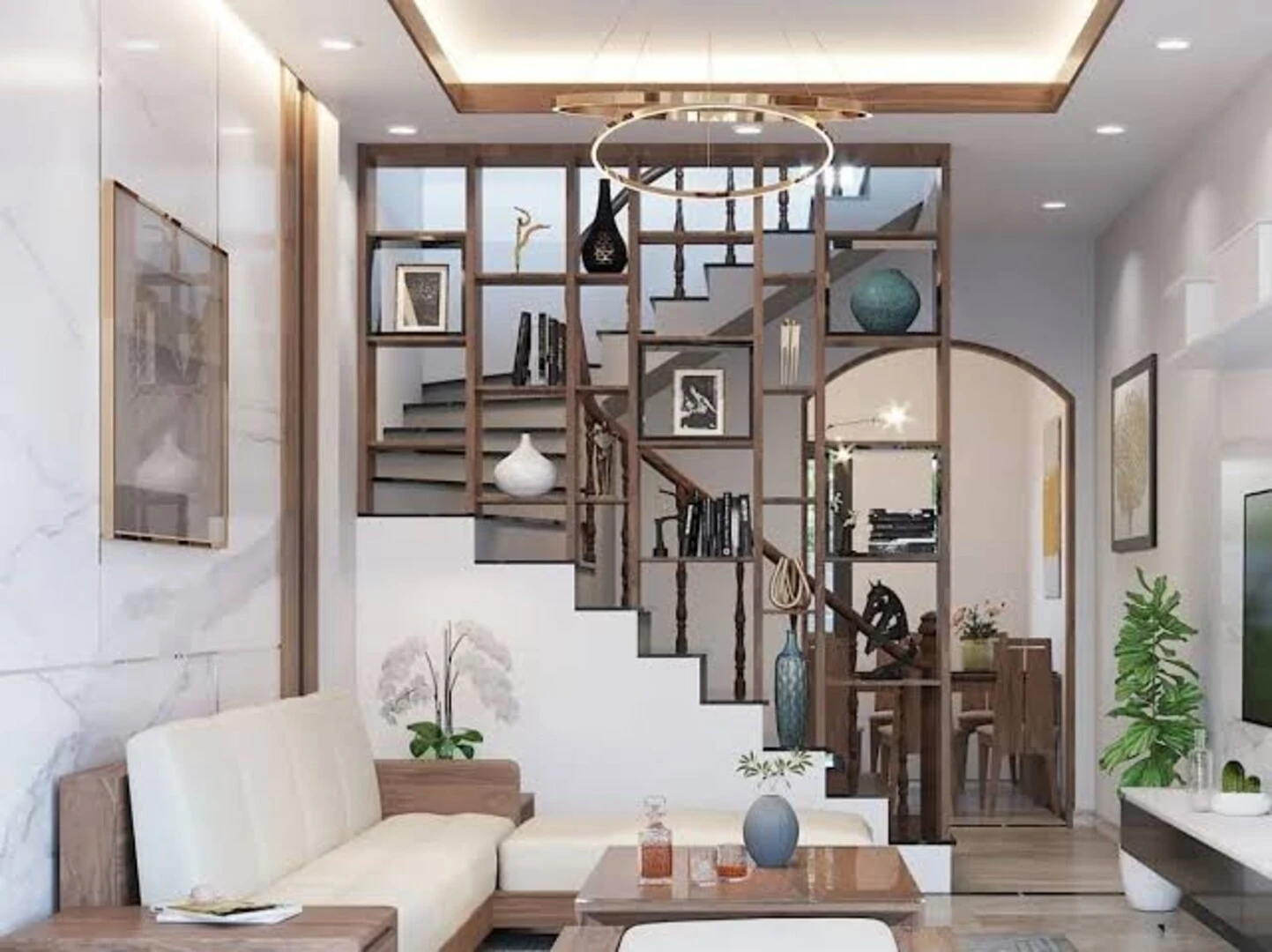 Phòng khách hiện đại cho nhà ống