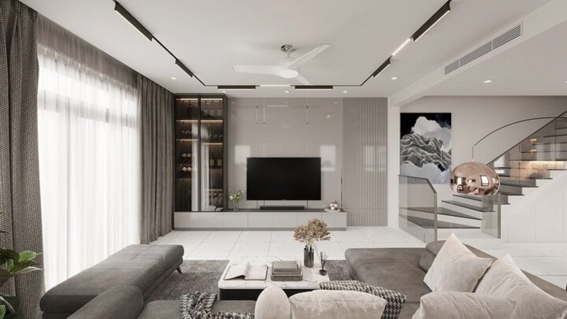 Mẫu thiết kế phòng khách theo phong cách tối giản
