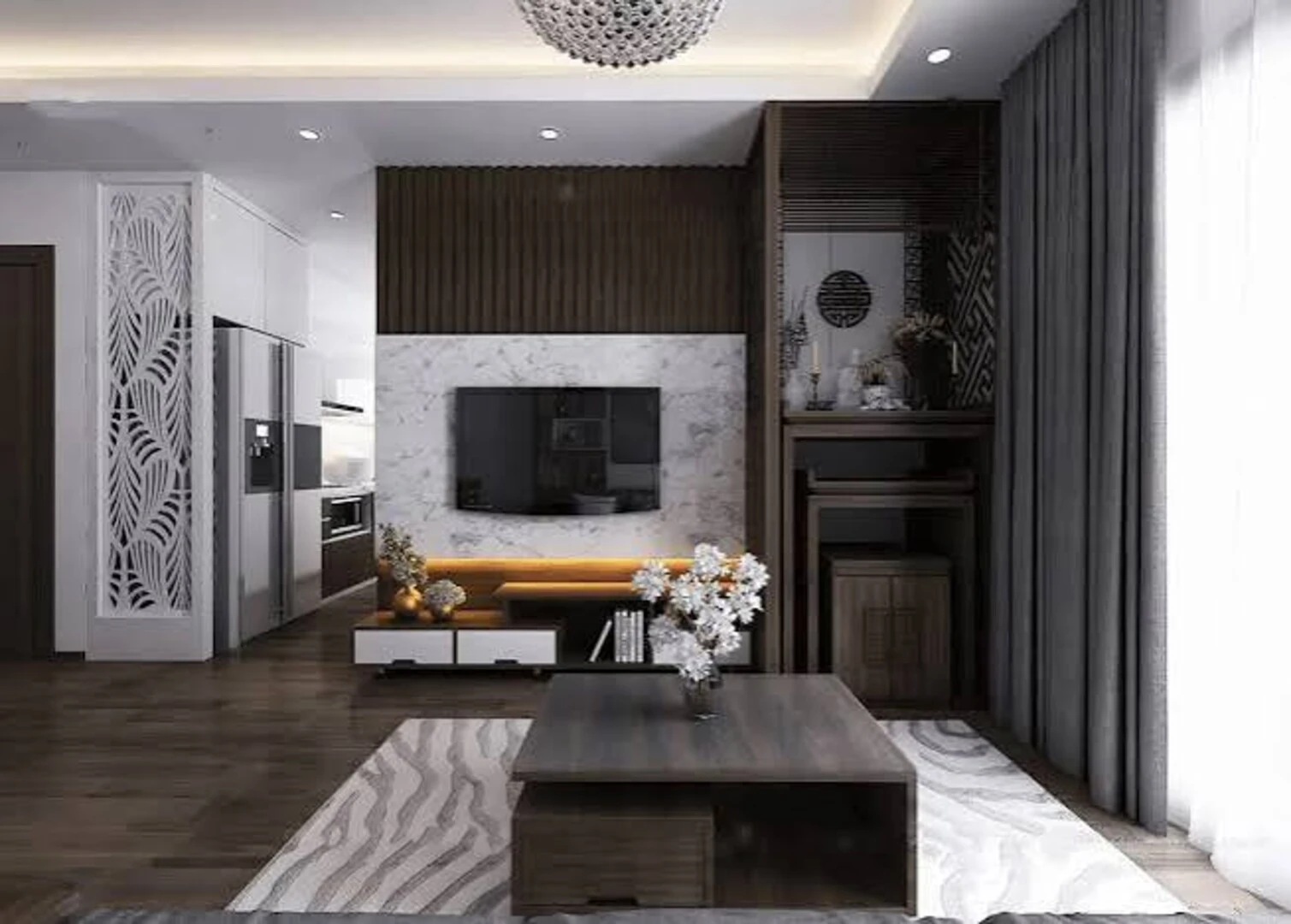 Mẫu phòng khách hiện đại cho chung cư 
