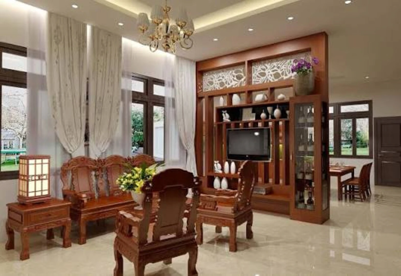 Mẫu phòng khách hiện đại nhà cấp 4
