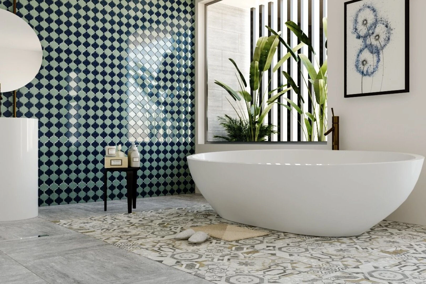 Phòng tắm ốp gạch mosaic tạo điểm nhấn nổi bật