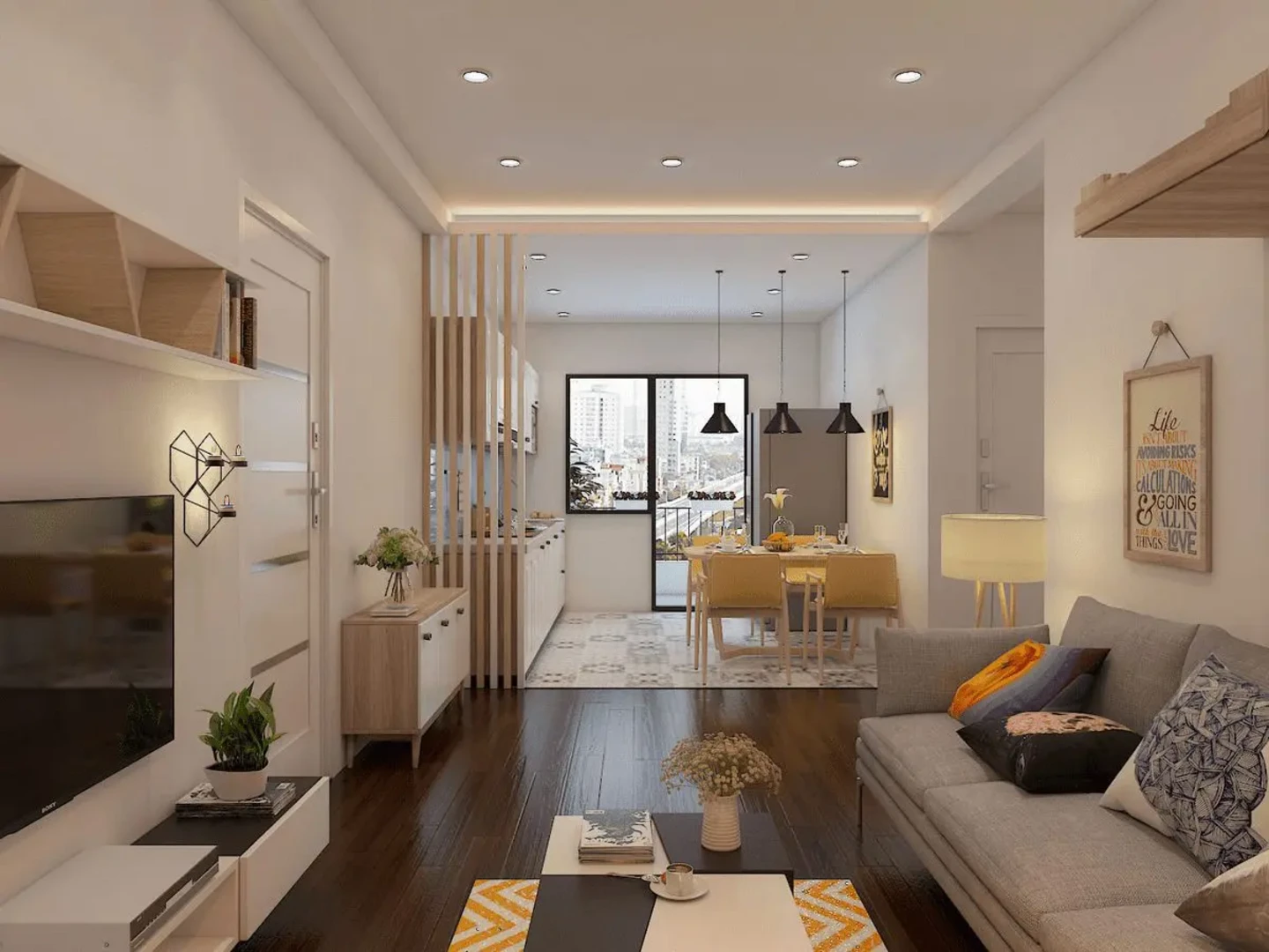 Mẫu thiết kế nội thất phòng khách chung cư