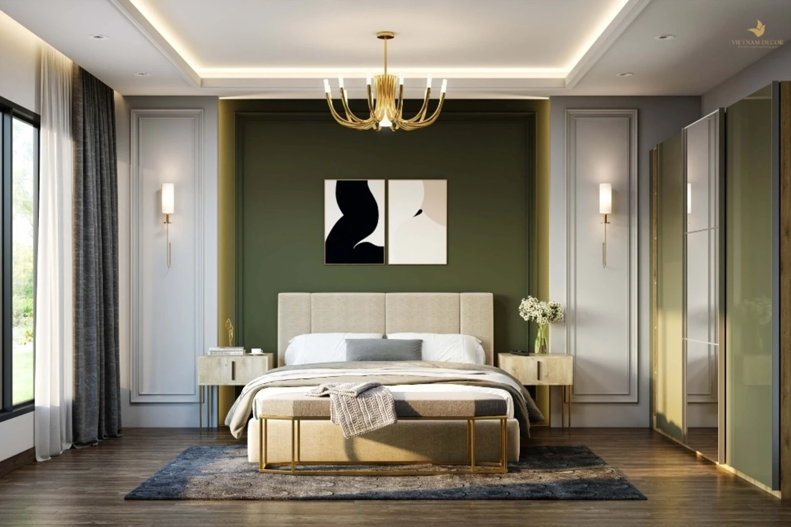 Thiết kế phòng ngủ trên 20m2 rộng rãi, thoáng mát