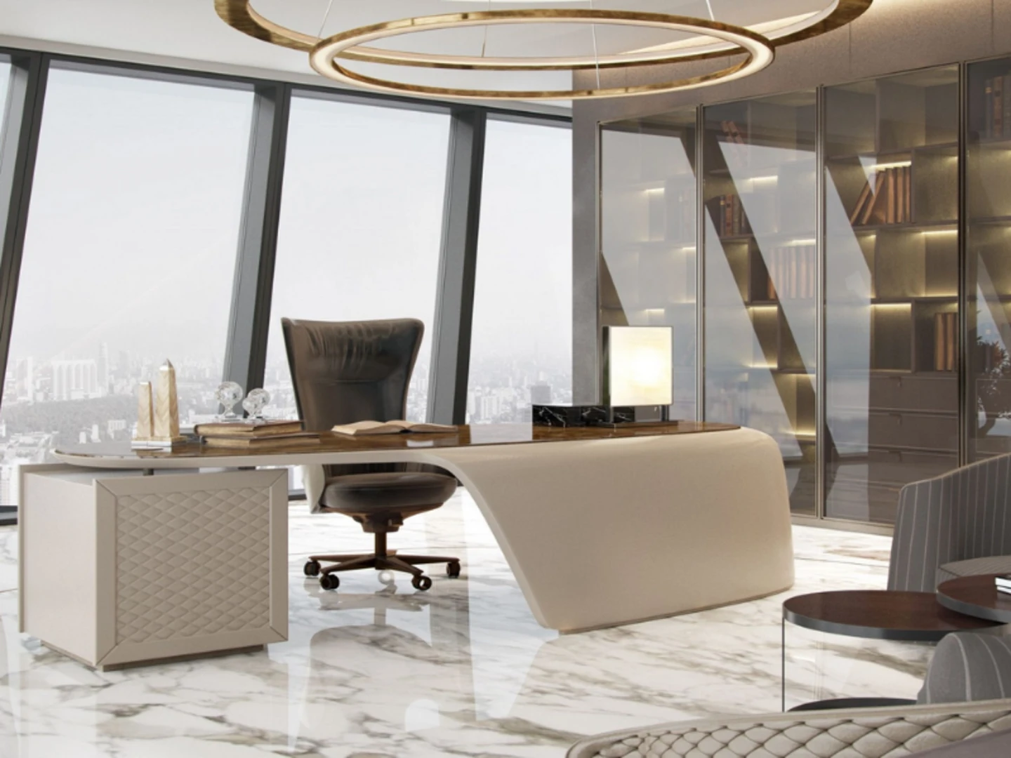 Mẫu thiết kế nội thất văn phòng phong cách luxury