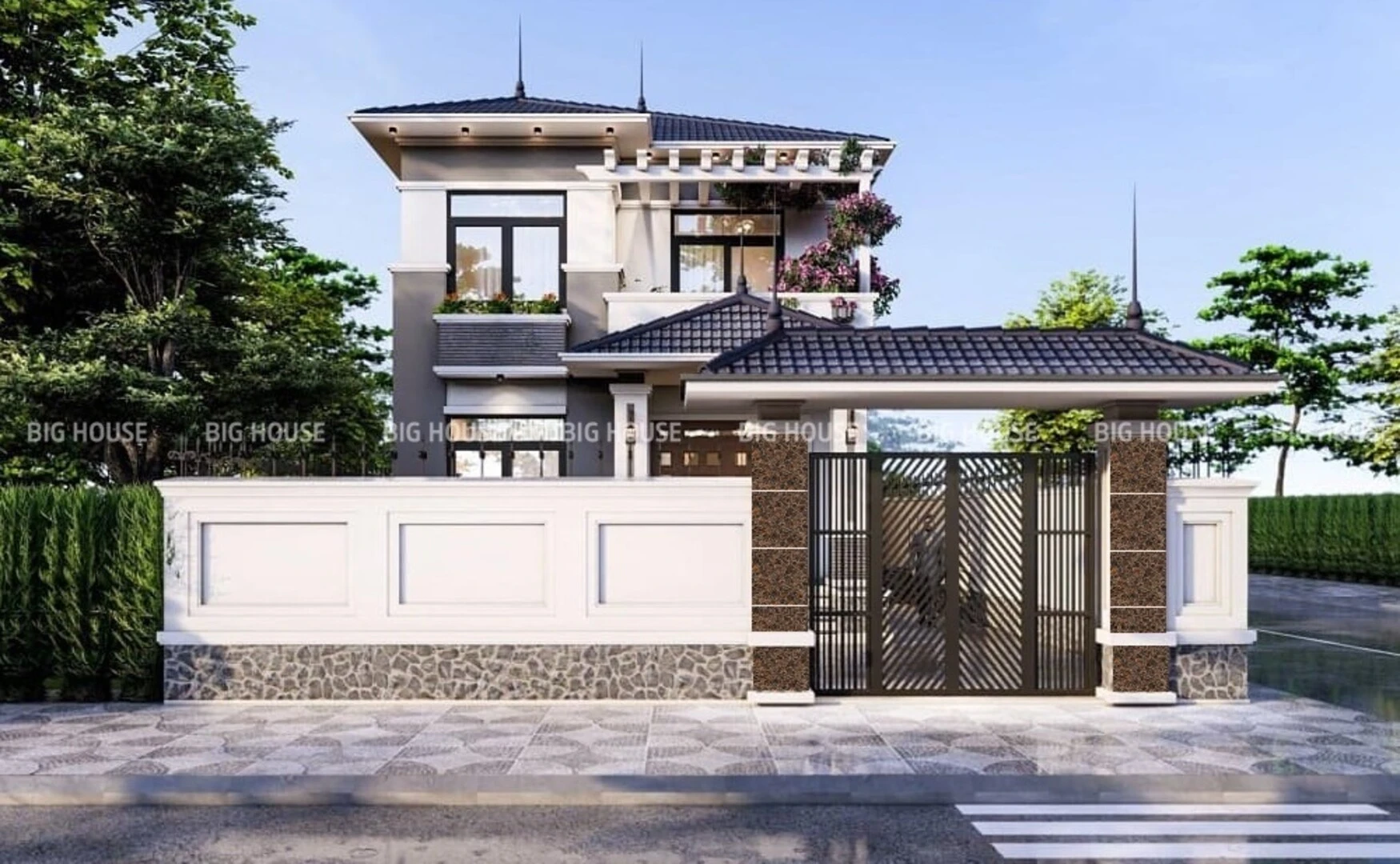 gạch ốp trụ cổng, hàng rào