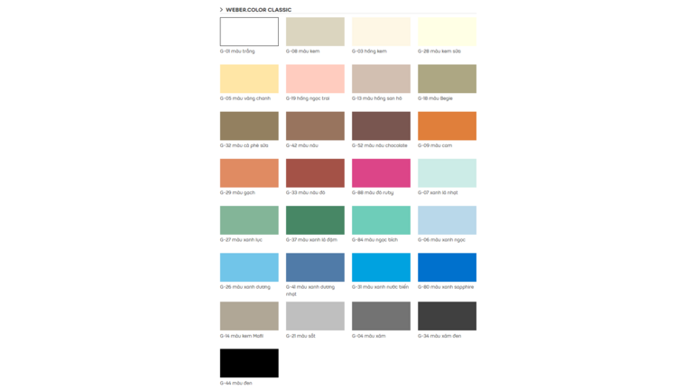 bảng màu color classic bảng màu color classic