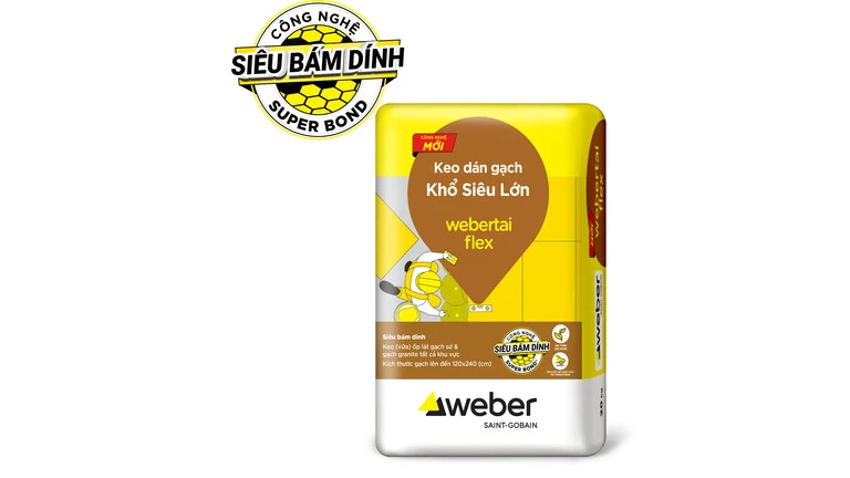 Keo dan gach ít hút nước kích thước siêu lớn Webertai Flex