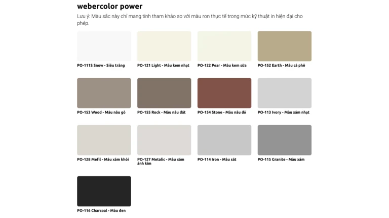 bảng màu webercolor power update