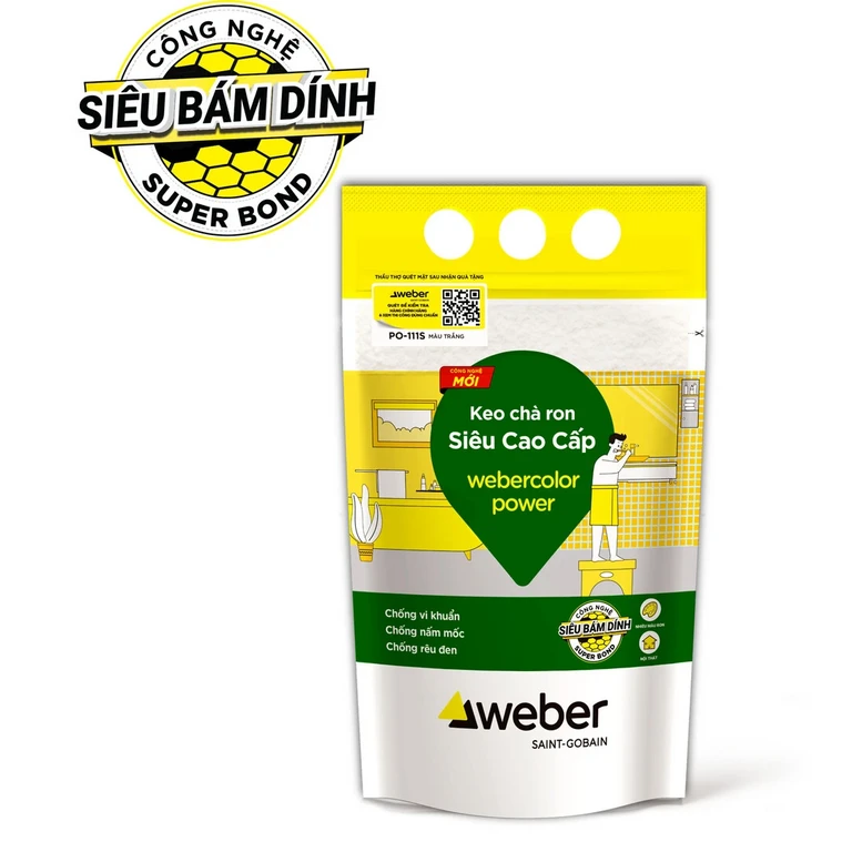 Keo chà ron Webercolor Power có 3 đặc điểm là chống nấm mốc, rêu đen, vi khuẩn